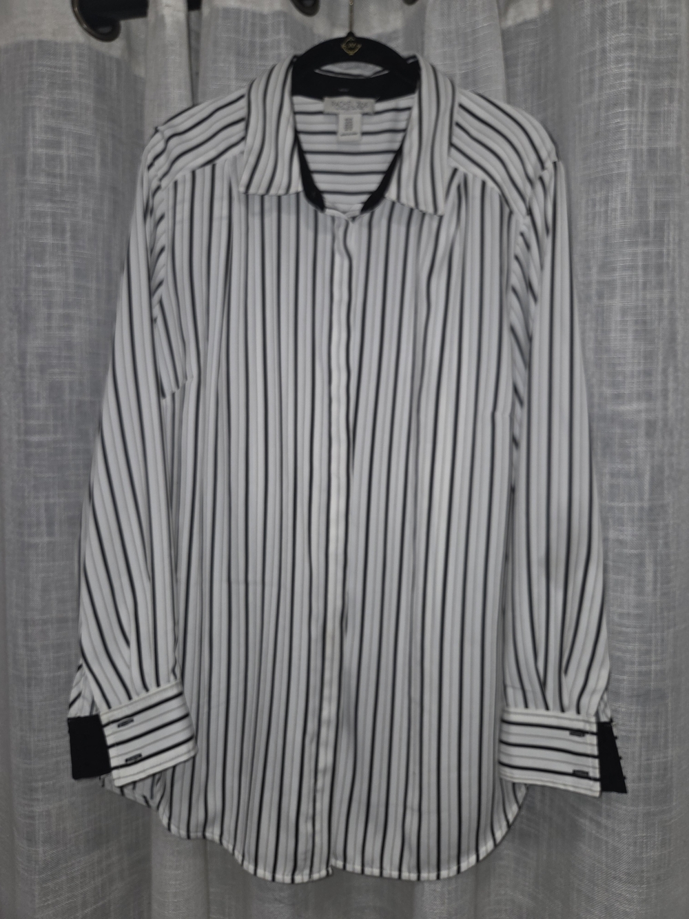 Rachel Zoe Black and White Vertical Stripe womans Dress Shirt